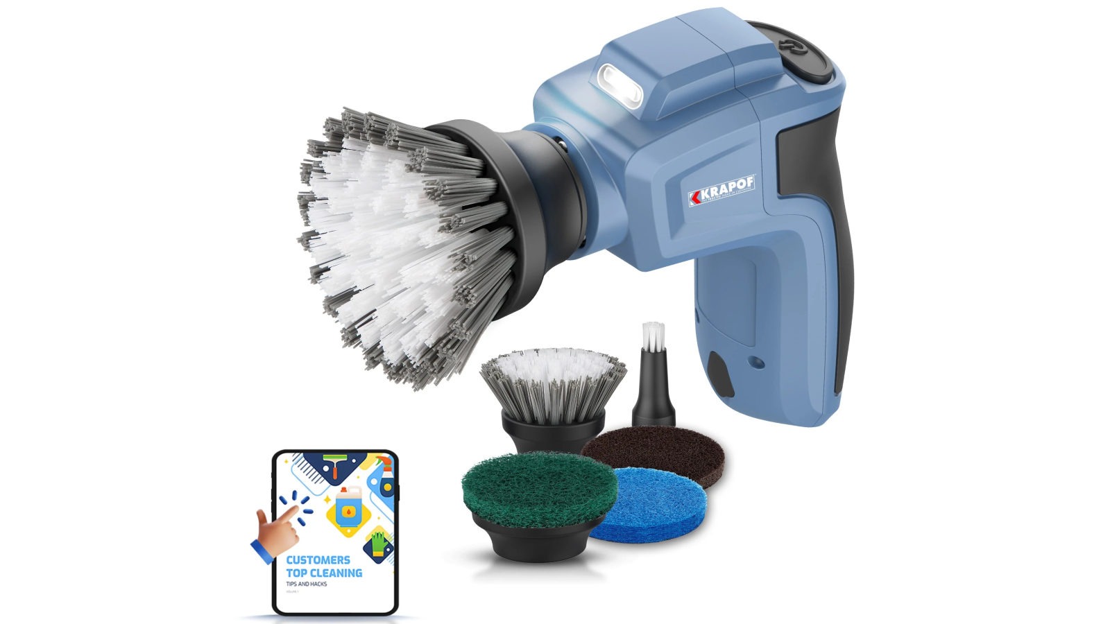 Kleva Krapof Electric Lumi Scrub Pocket Cleaner with 5 Replaceable Cleaning Heads