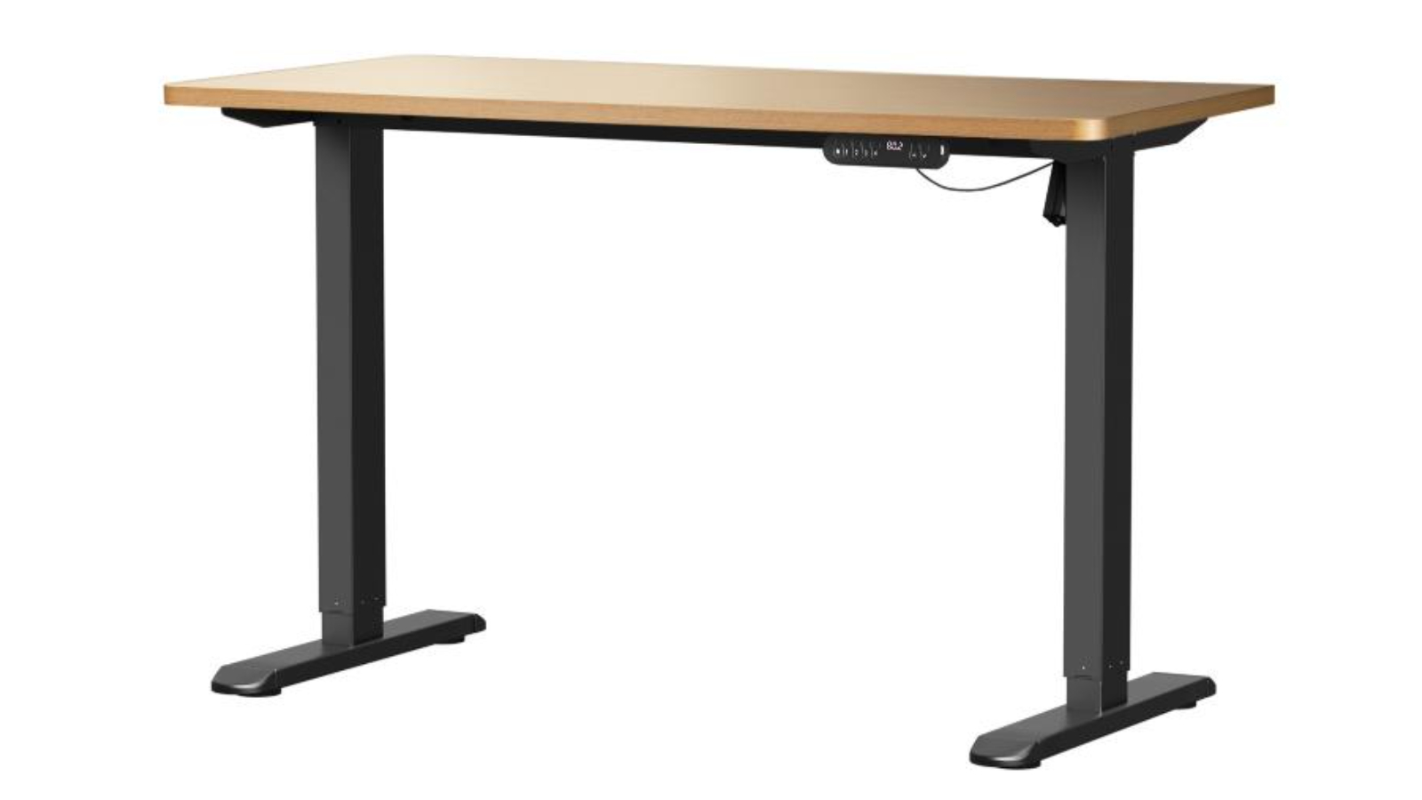 Oikiture 120cm Single Motor Black Frame Electric Tabletop Standing Desk - Oak