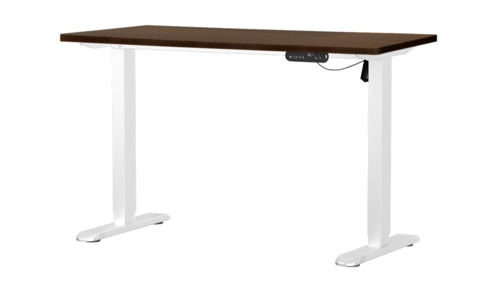 Oikiture 120cm Single Motor White Frame Electric Tabletop Standing Desk - Walnut