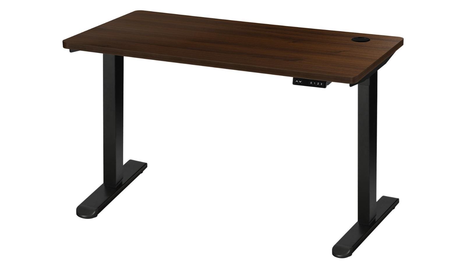 Oikiture Electric Standing Single Motor 140cm Height Adjustable Desk - Walnut