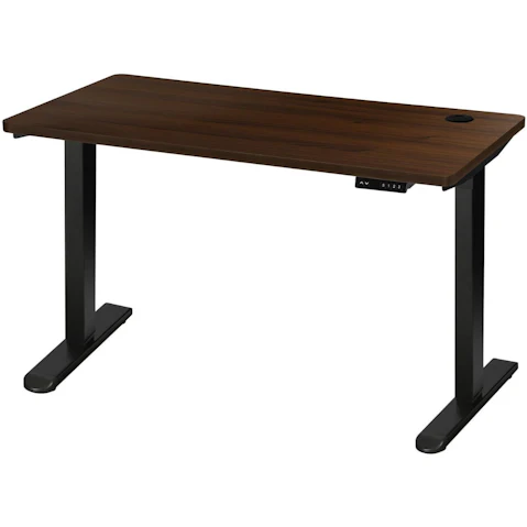 Oikiture Electric Standing Single Motor 140cm Height Adjustable Desk - Walnut