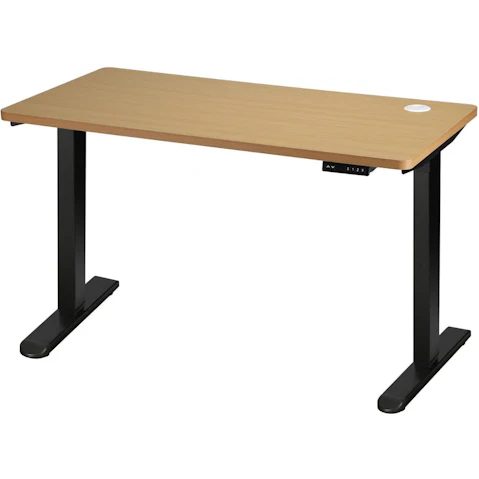 Oikiture Oak Electric Standing Desk Single Motor Height Adjustable Sit - 150cm