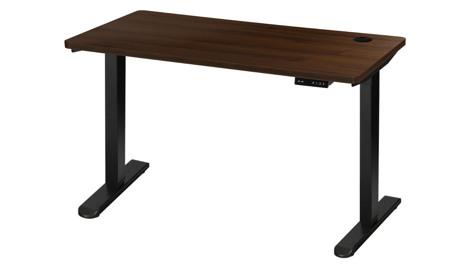 Oikiture Walnut Electric Standing Desk Single Motor Height Adjustable Sit - 150cm 