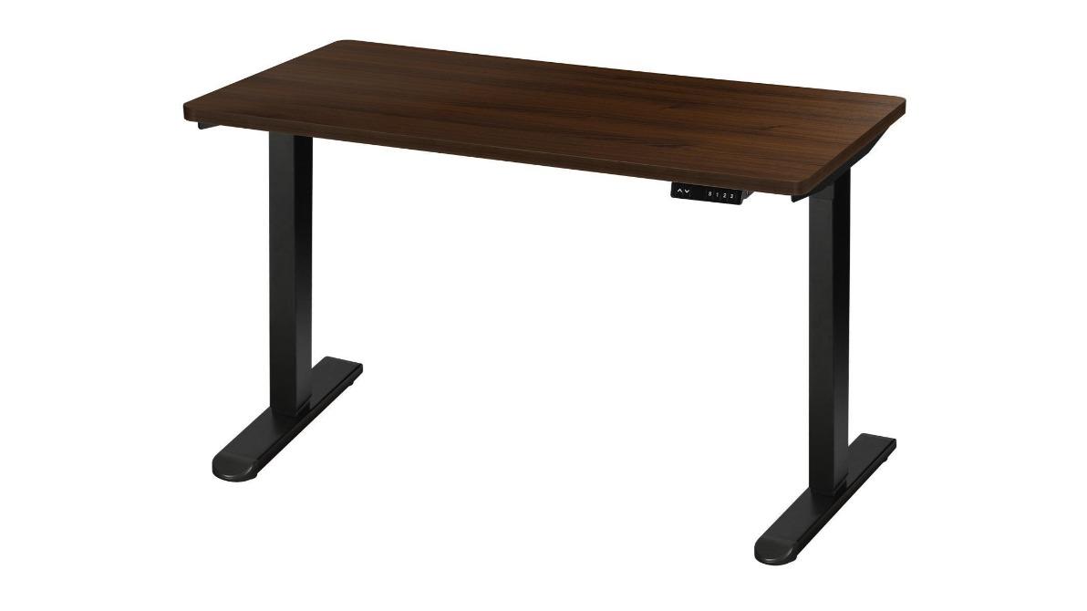 Oikiture Black Frame 160cm Electric Single Motor Height Adjustable Standing Desk -  Walnut