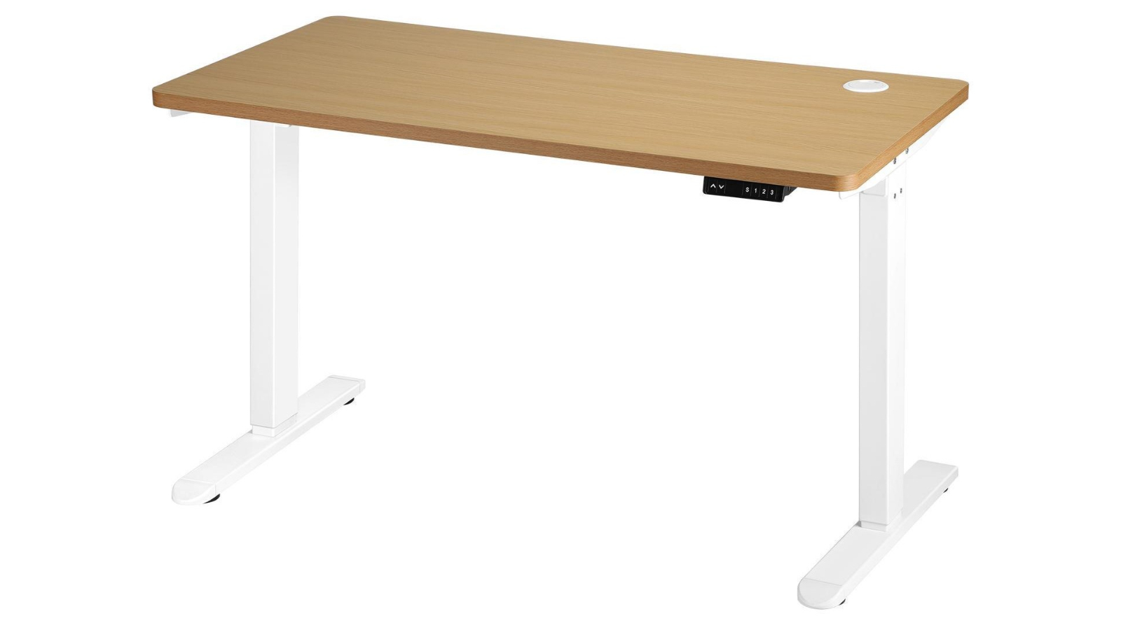 Oikiture Oak Electric Standing Desk Single Motor Height Adjustable Sit - 120cm  