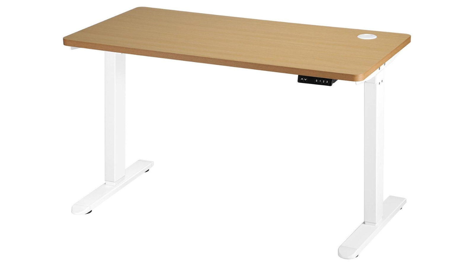 Oikiture Oak Electric Standing Desk Single Motor Height Adjustable Sit - 140cm 