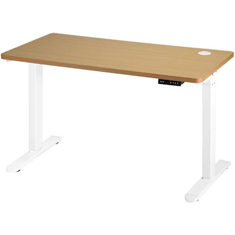Oikiture Oak Electric Standing Desk Single Motor Height Adjustable Sit - 140cm