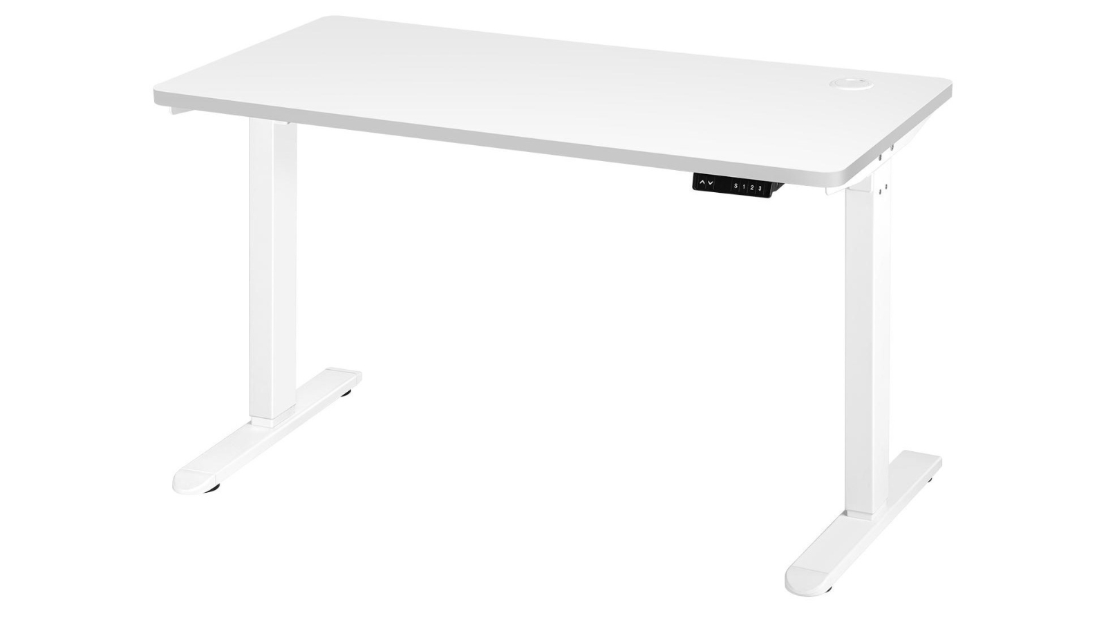 Oikiture White Electric Standing Desk Single Motor Height Adjustable Sit - 140cm 