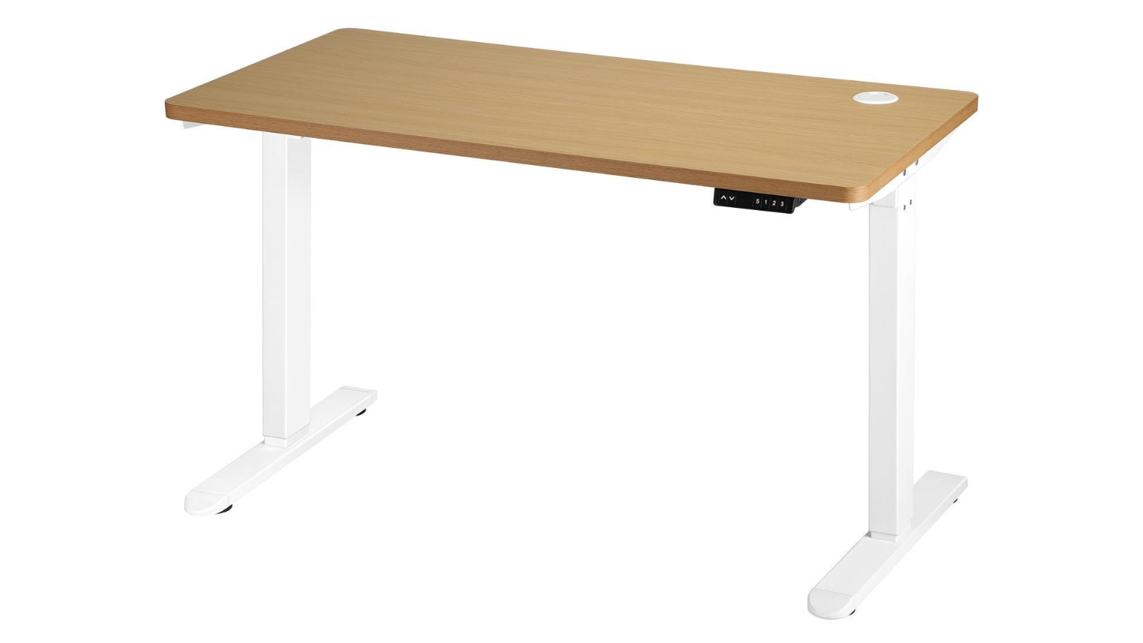 Oikiture Oak Electric Standing Desk Single Motor Height Adjustable Sit Stand Desk - 150cm 
