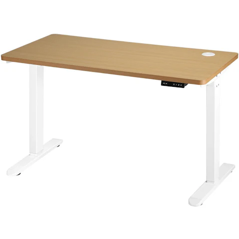 Oikiture Oak Electric Standing Desk Single Motor Height Adjustable Sit Stand Desk - 150cm
