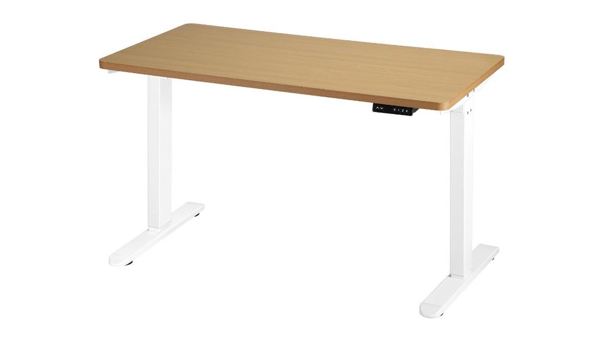Oikiture 160cm Electric Single Motor Height Adjustable Standing Desk - Oak