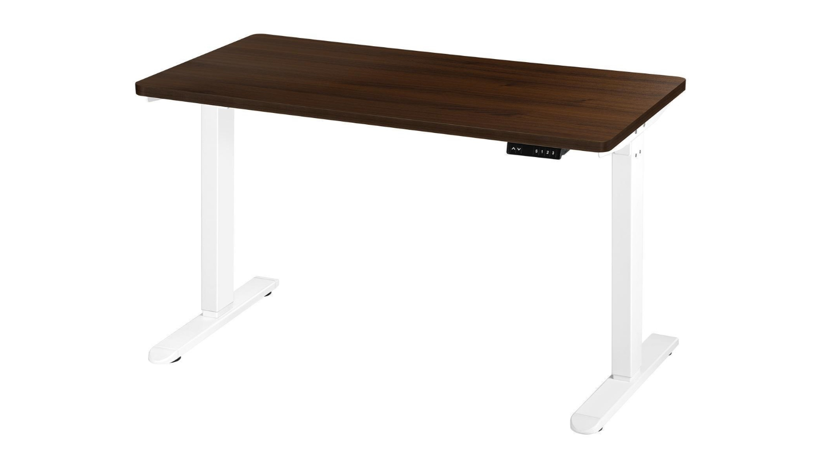 Oikiture White Frame 160cm Electric Dual Motor Height Adjustable Standing Desk - Walnut 
