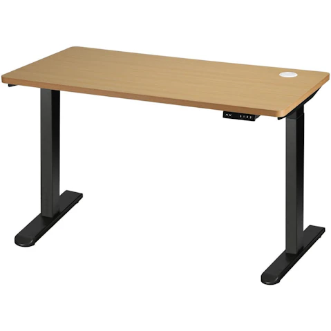 Oikiture Oak Electric Standing Desk Dual Motor Height Adjustable Sit Stand Table - 140cm