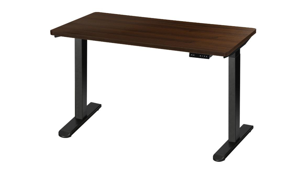 Oikiture Black Frame 160cm Electric Dual Motor Height Adjustable Standing Desk -  Walnut