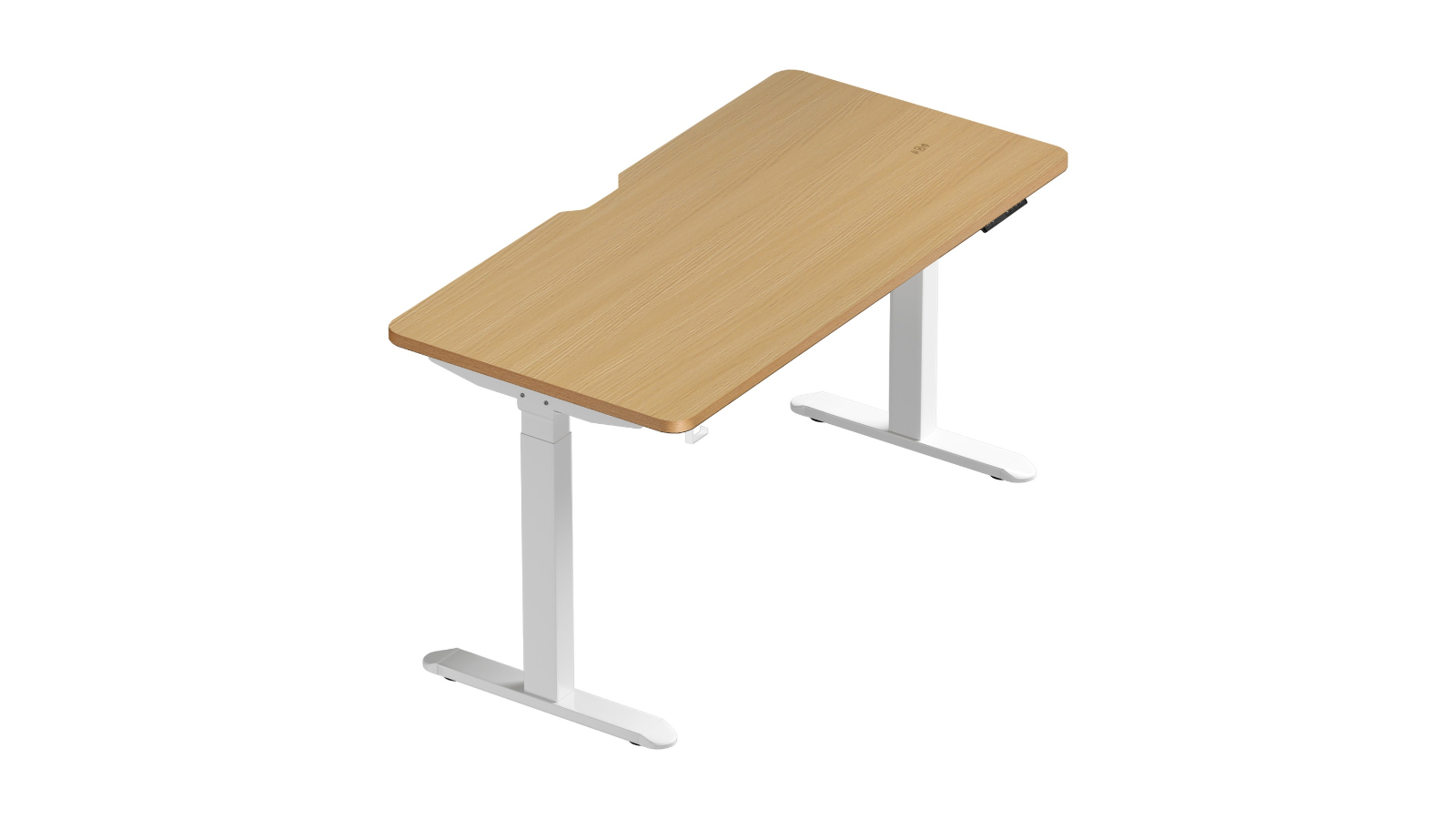 Oikiture 140cm Electric White Frame Standing Desk with Dual Wireless Charging Motor - Oak