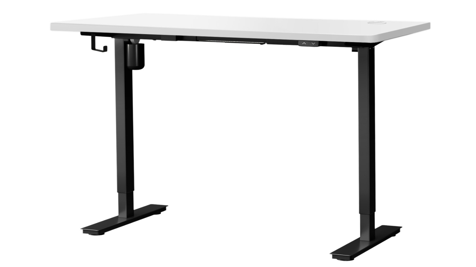 Oikiture Electric Standing Desk Single Motor Adjustable Sit Stand White Table Top - Black Frame