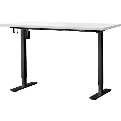 Oikiture Electric Standing Desk Single Motor Adjustable Sit Stand White Table Top - Black Frame