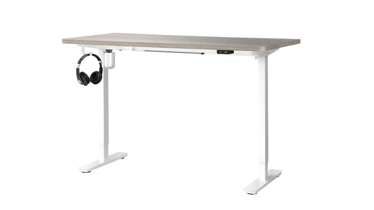 Oikiture 140cm Height Adjustable Single Motor Electric Standing Desk - White