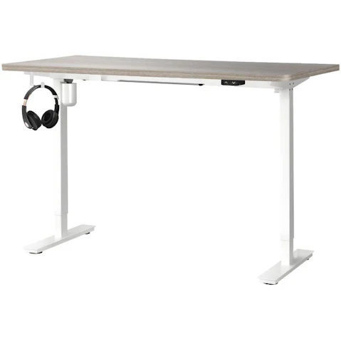Oikiture 140cm Height Adjustable Single Motor Electric Standing Desk - White