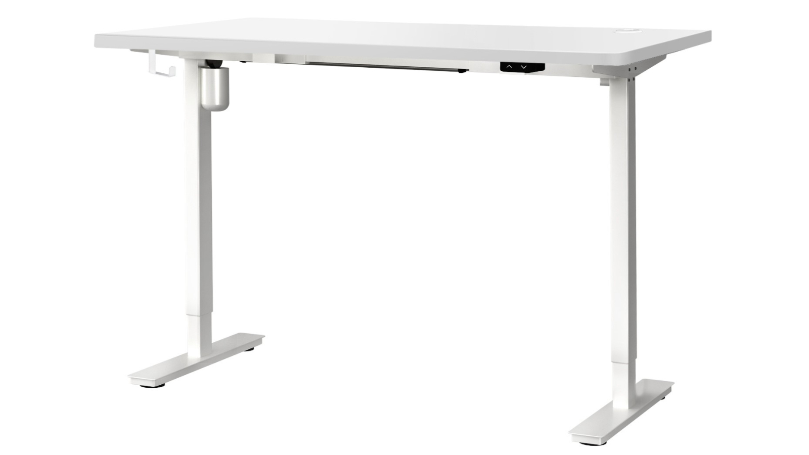 Oikiture Electric Standing Desk Single Motor Adjustable Sit Stand White Table Top - White Frame
