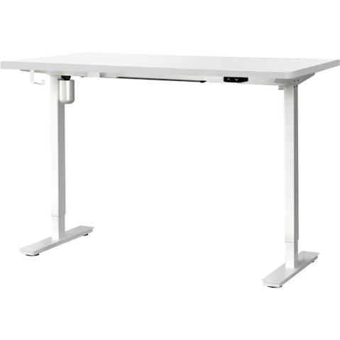 Oikiture Electric Standing Desk Single Motor Adjustable Sit Stand White Table Top - White Frame
