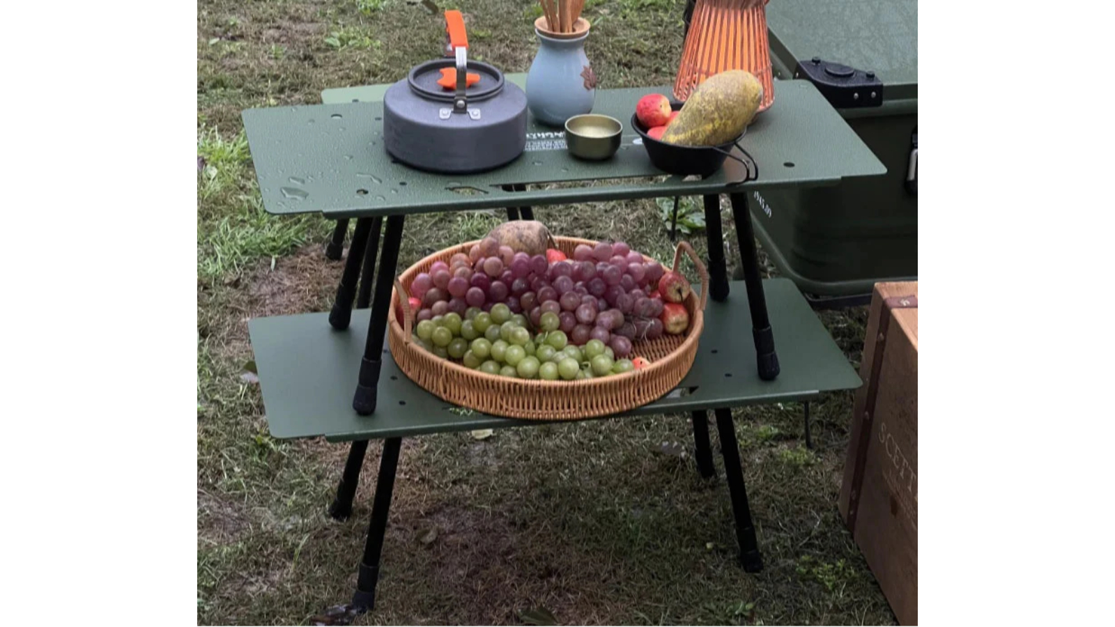 NNEOBA Aluminum Alloy Camping Shelf Table Tactical Storage Rack - Army ...