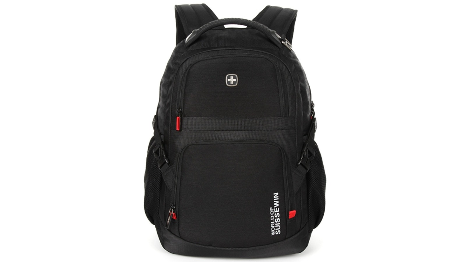 Suissewin Black Trolley Strap Travel Backpack - 30L
