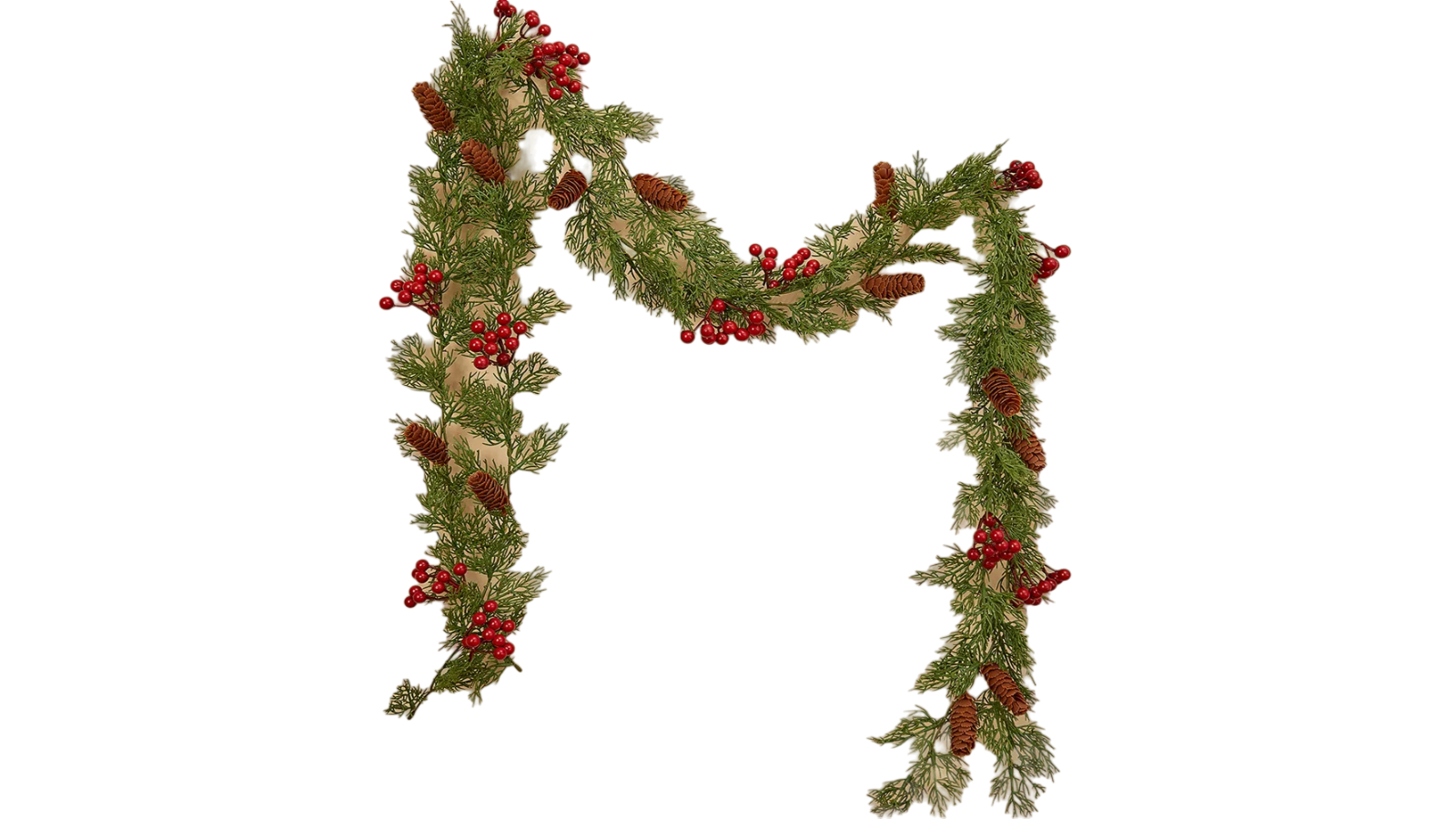 NNEOBA Handcrafted Christmas Pine Vine Garland with Red Berries Rattan - 2metre