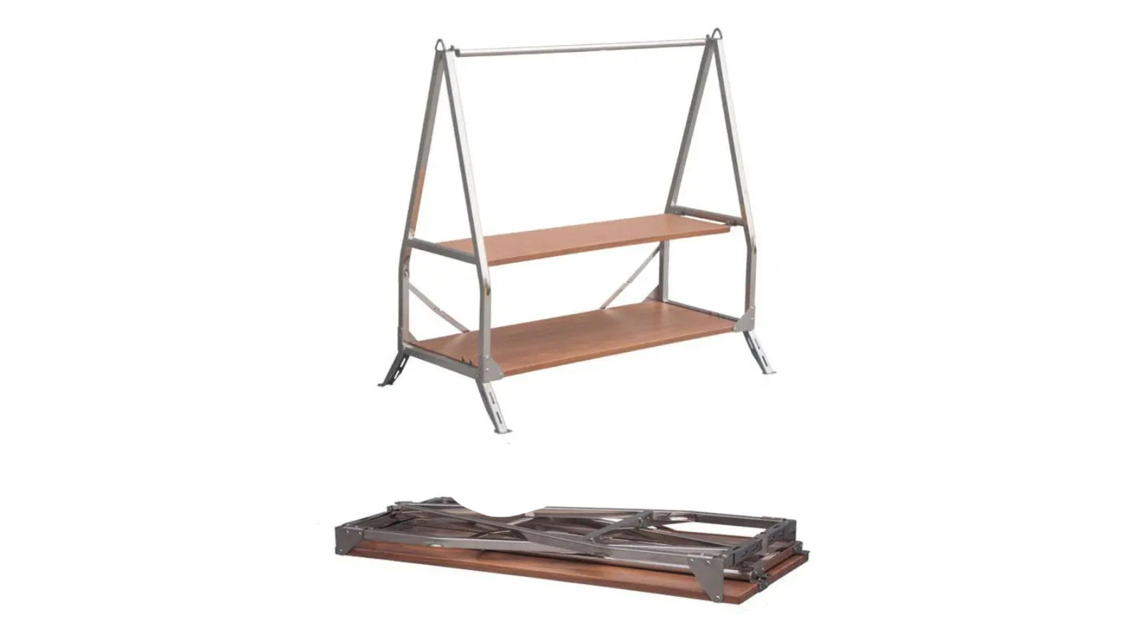 NNEOBA Stainless Steel Portable Folding Camping Storage Shelf - Silver