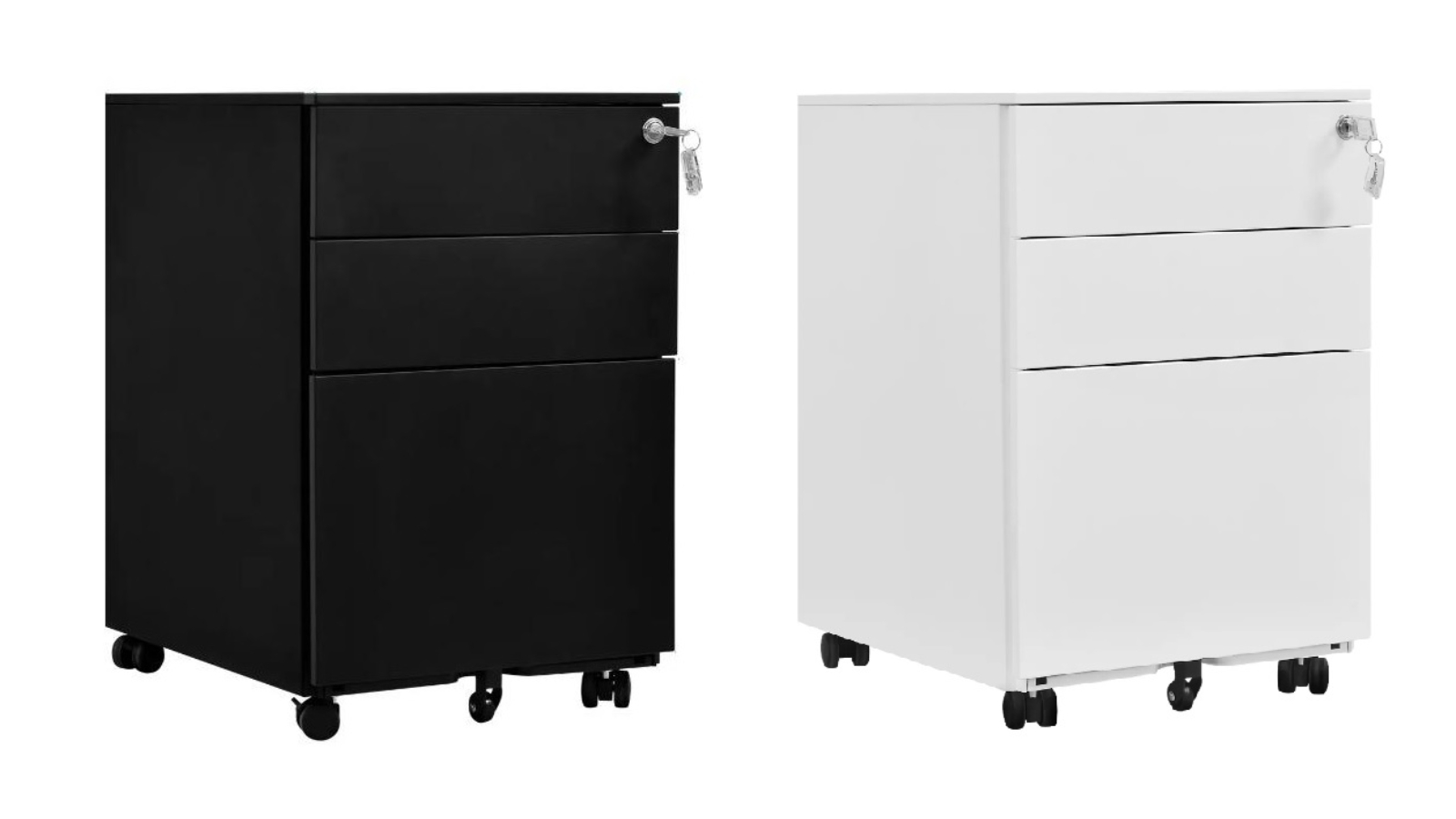 3-Drawer Metal Vertical Locking with 5 Wheel Office Steel File Cabinet