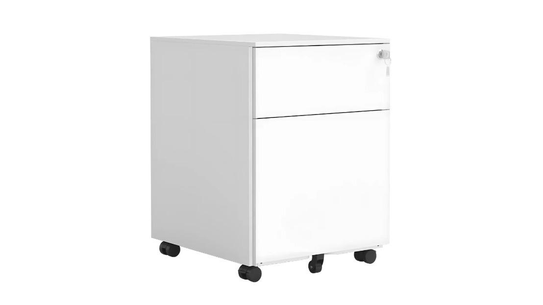 2-Drawer Metal Vertical Locking with 5 Wheel Office Steel File Cabinet - White