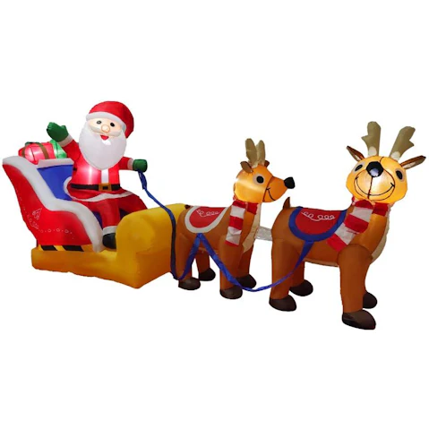 Hisen Inflatable Santa Sleigh for Christmas Decoration with LED Light - 270cm