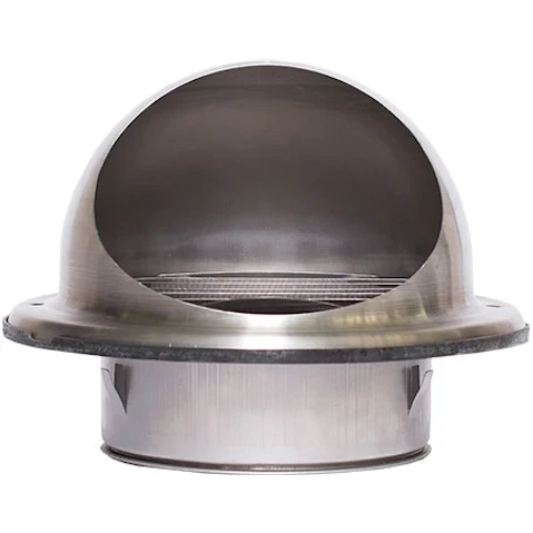 Sirius 15cm Stainless Steel External Fixed Louvre Wall Vent Dome Rain Guard