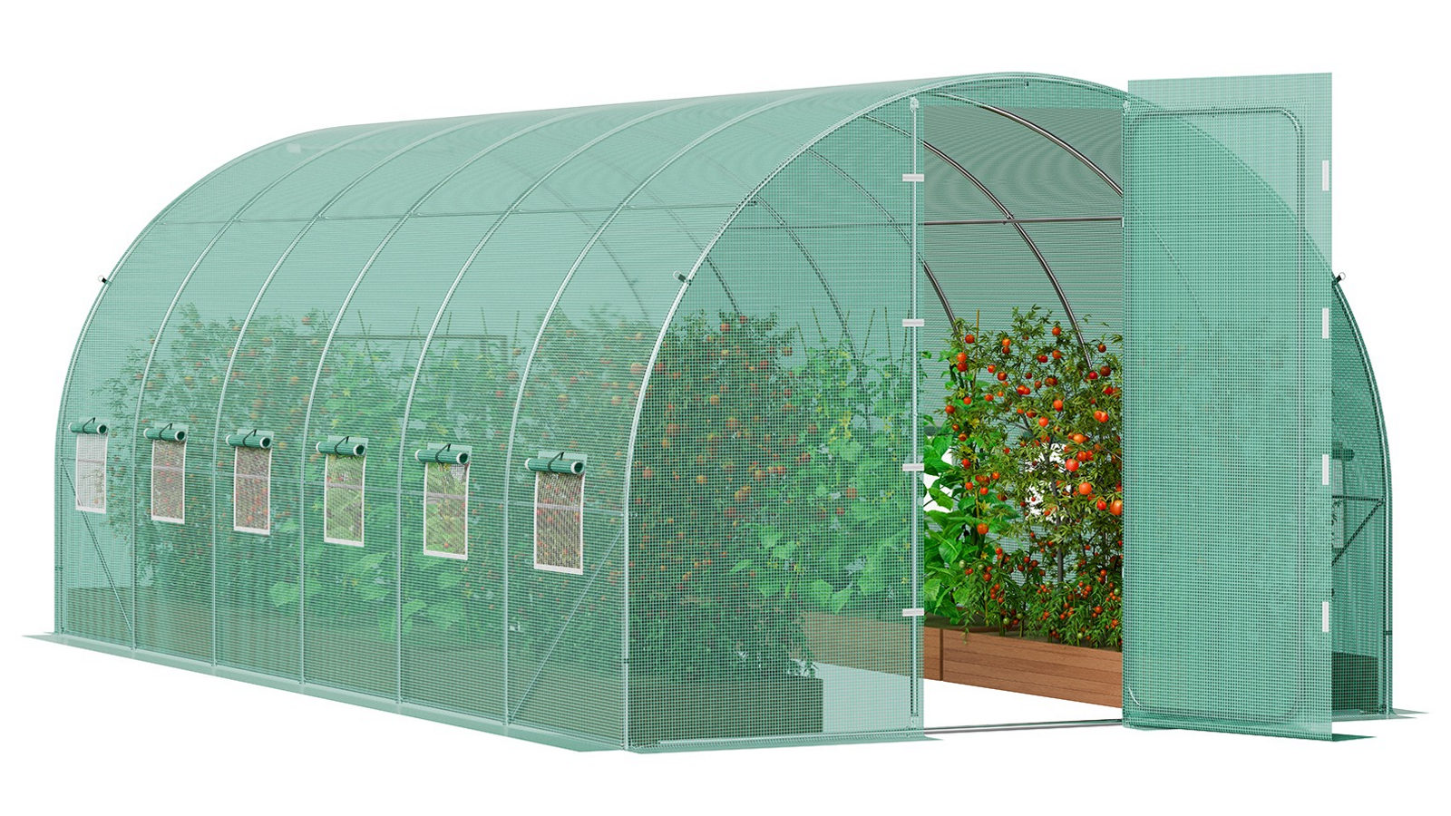Vevor 19.36 x 9.68 x 7.4ft Walk-in Tunnel Greenhouse Galvanized Frame PE Cover - Green