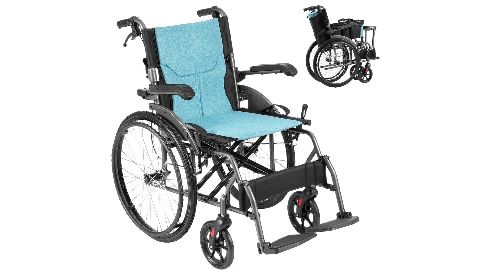 Vevor Wheelchair Aluminum Alloy Ultra-Lightweight 18-Inch Wide Seat
