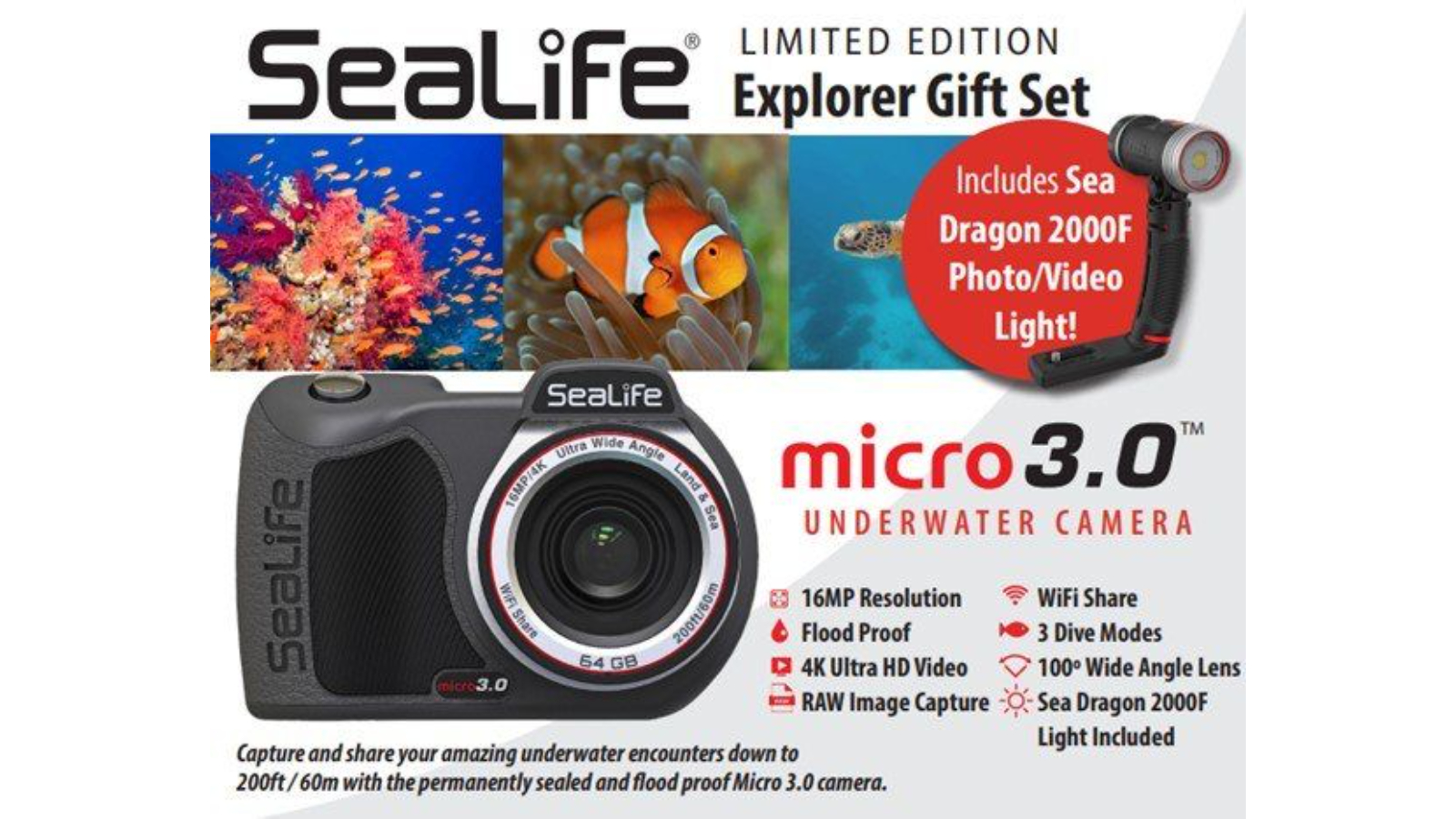 SeaLife Micro 3.0 Limited Edition Explorer Gift Set Underwater Camera