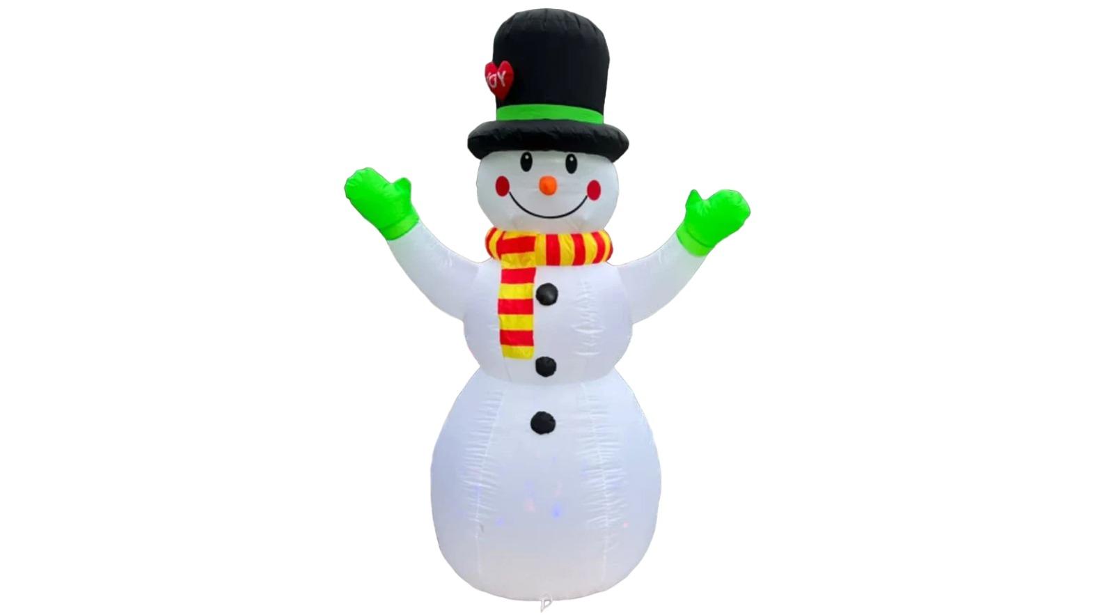 NNEOBA Rotating Inflatable Snowman with LED Light - 2.4metre