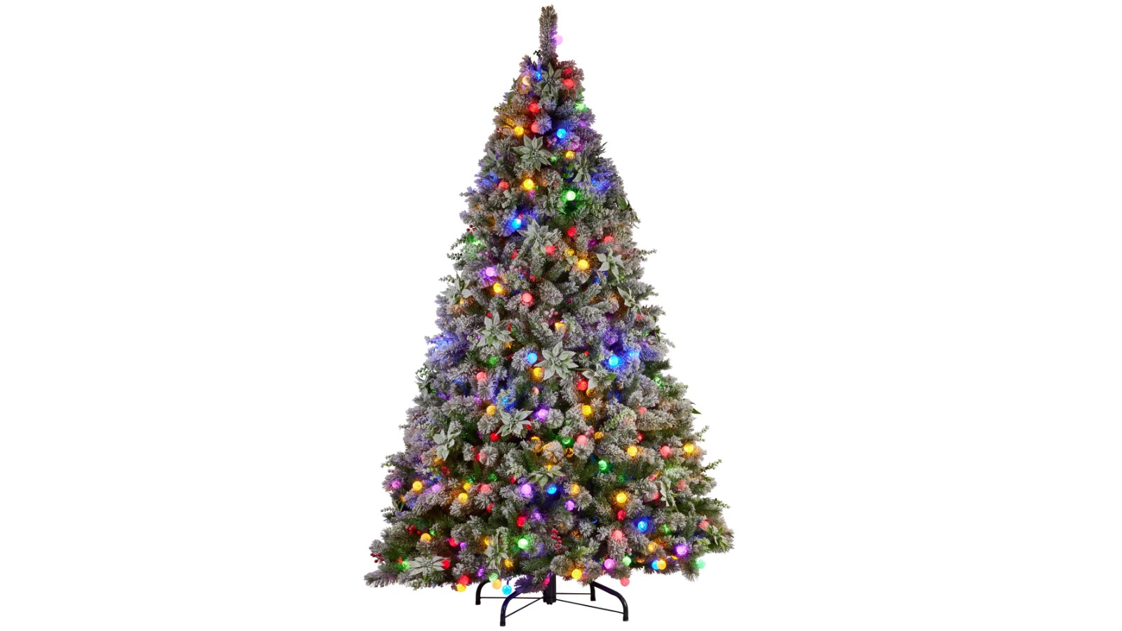 Christabelle Snowy Crown Pine 2.3m Pre-Lit Christmas Tree with Tip - Multi-Coloured