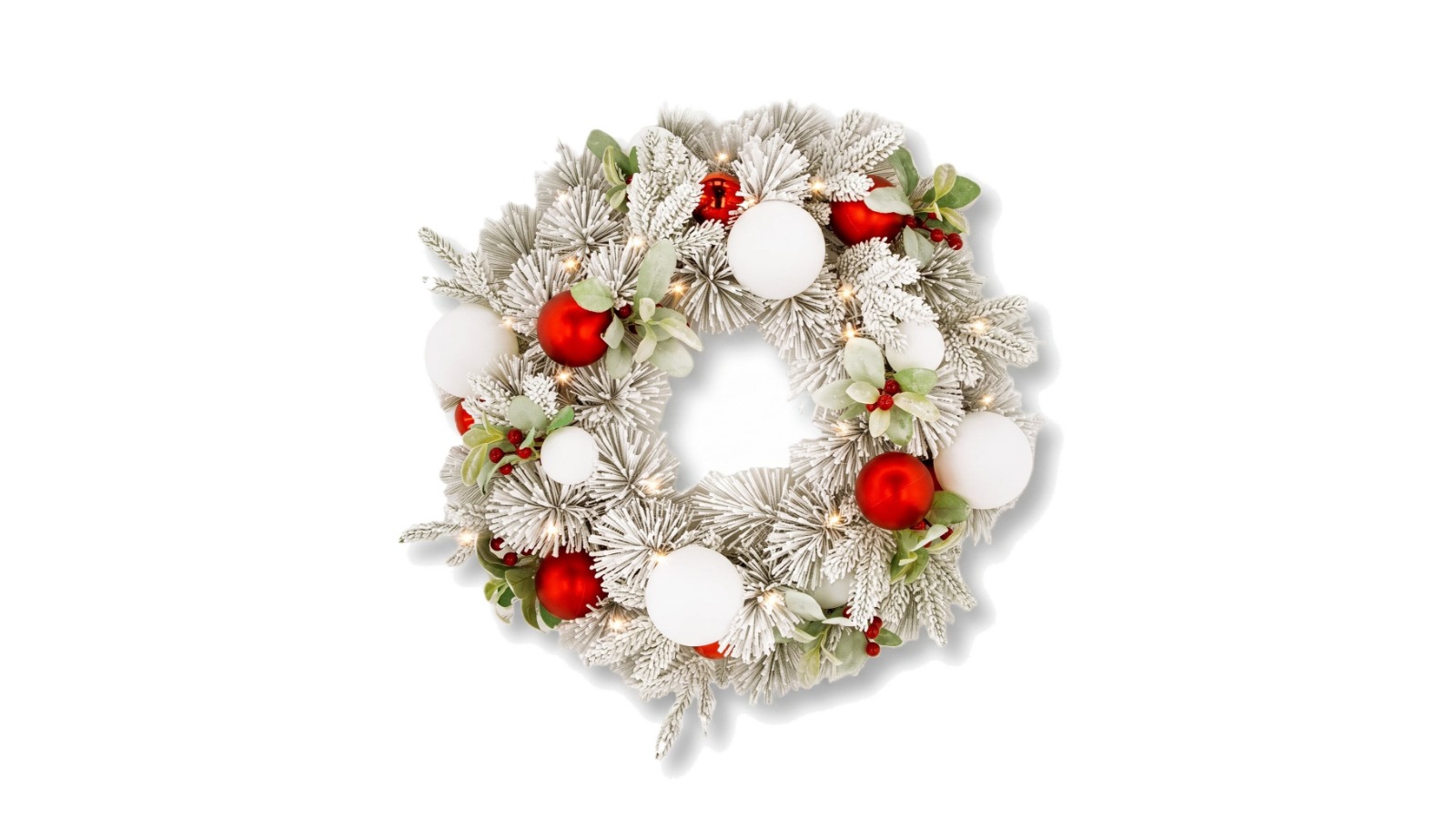 Christabelle Snowy Elegance Pre-Lit Christmas Wreath - 61cm