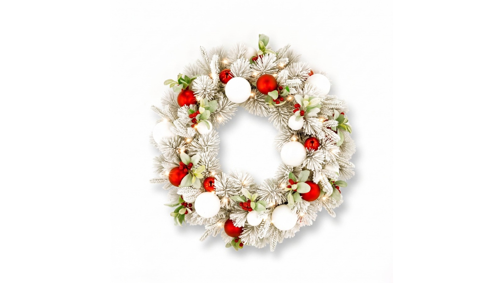Christabelle Snowy Elegance Pre-Lit Christmas Wreath - 76cm