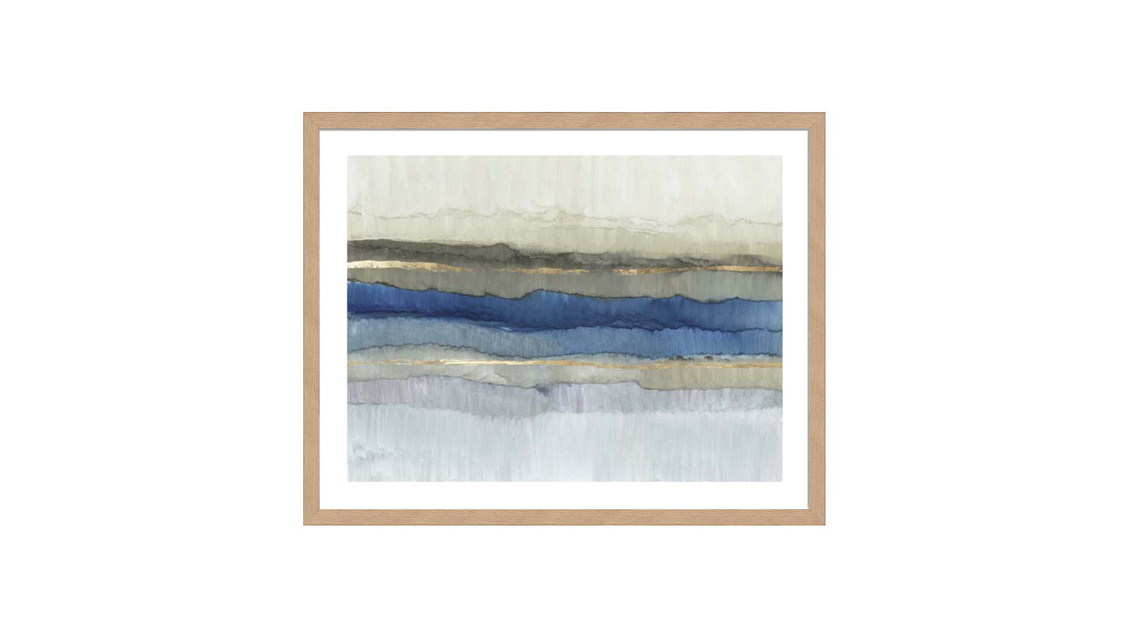 La Grolla Serene Blue Layers Natural Frame Wall Art - 76 x 61cm