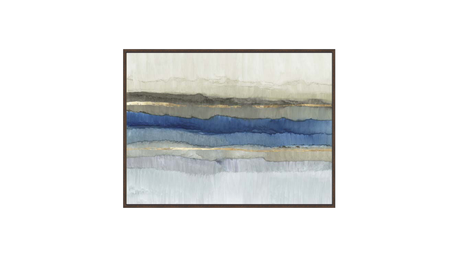 La Grolla Serene Blue Layers Walnut Gallery Wall Art - 123 x 93cm
