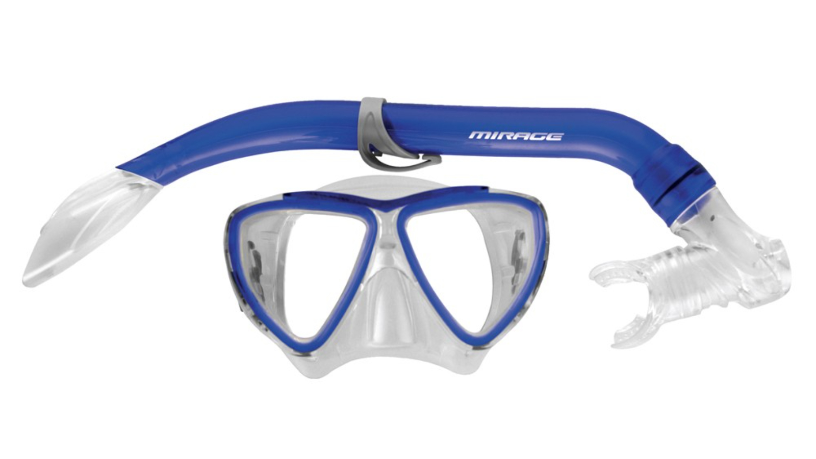 Mirage 2 Piece Kids Junior Turtle Silitex Mask and Glass Snorkel Set - Blue