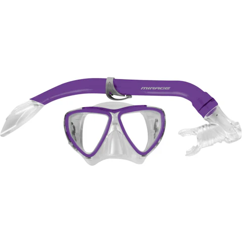 Mirage 2 Piece Kids Turtle Junior Silitex Mask/Glass Snorkel - Purple