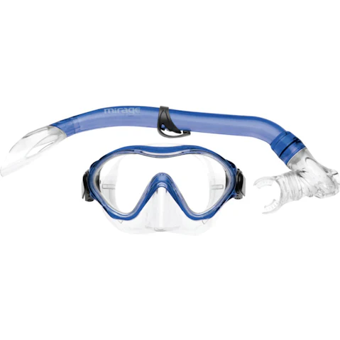 Mirage 2 Piece Kids Junior Goby Silitex Mask/Glass Snorkel Set - Blue