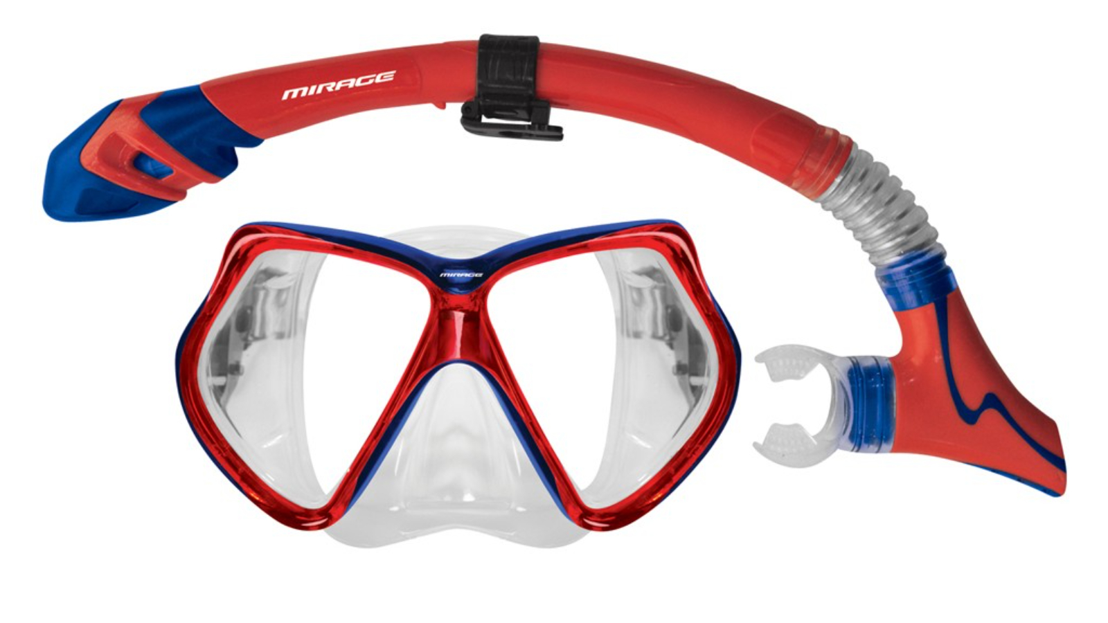 Mirage Adult Silicone Goggle Mask and Snorkel Set - Red