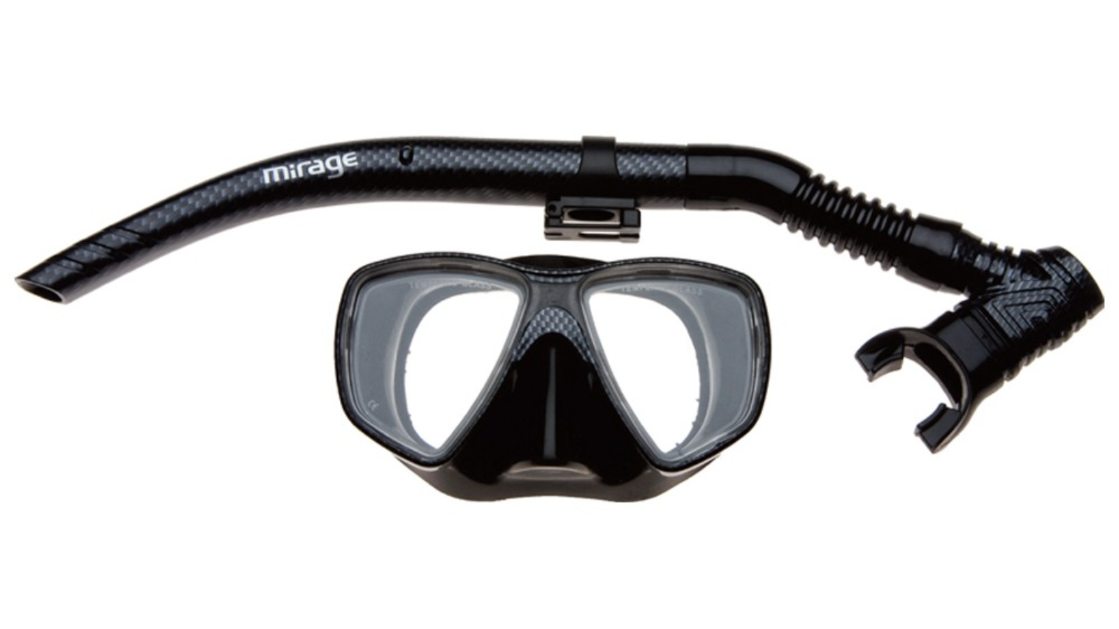 Mirage 2 Piece Carbon Adult Silicone Mask and Snorkel Set - Black