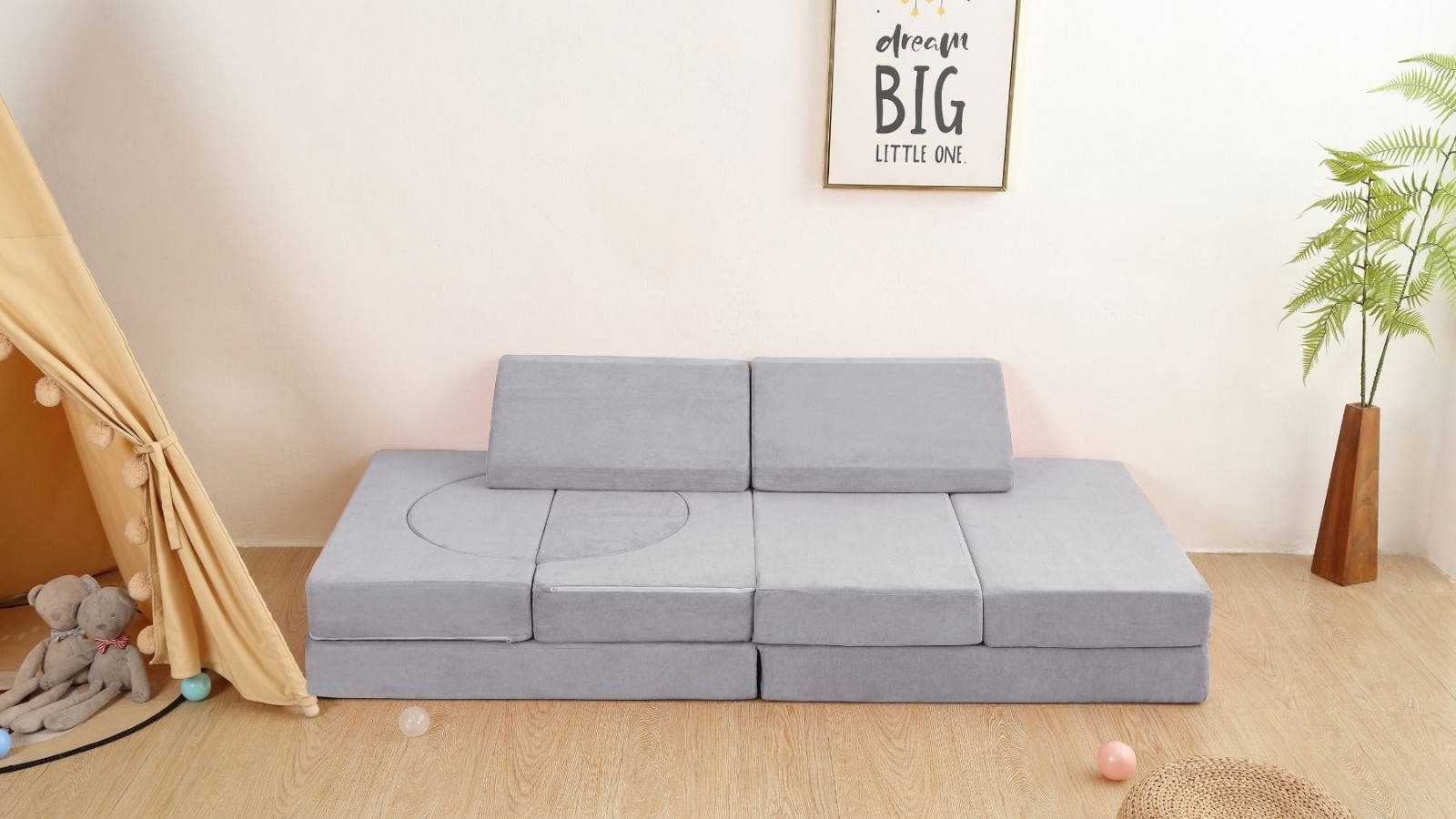 All 4 Kids Ollie 10Piece Modular Play Couch Set Grey Harvey Norman