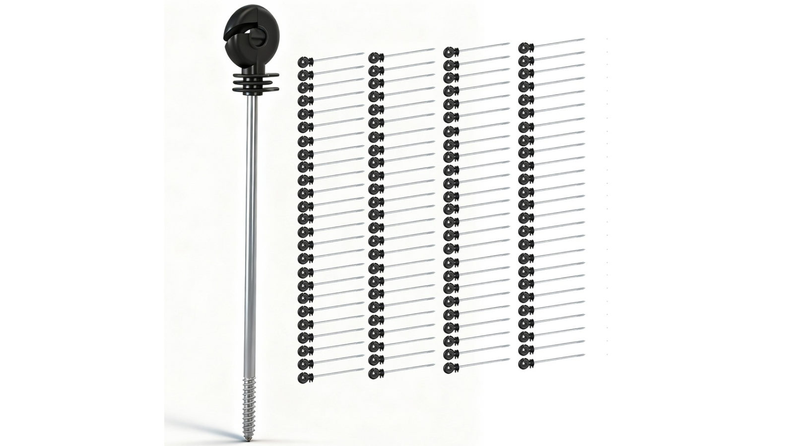 Giantz Electric Fence Ring Insulators 100 Piece Stand off Screw in Insulator - Black