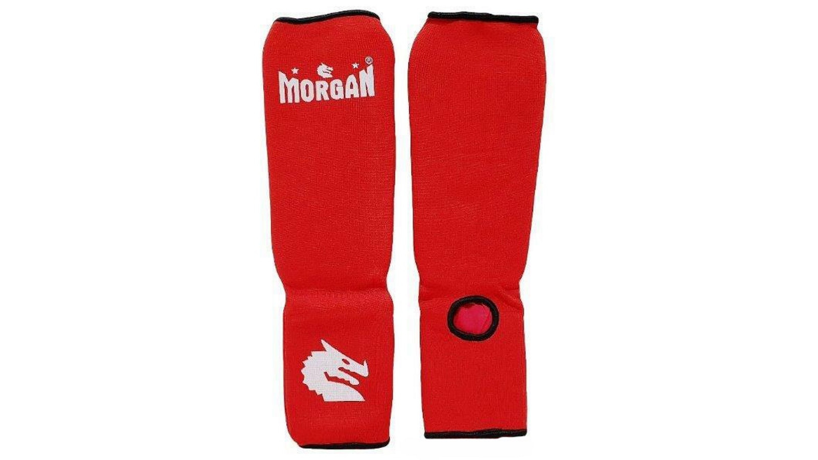 Morgan Sports Red Elastic Cotton Shin and Instep Guard - Large
